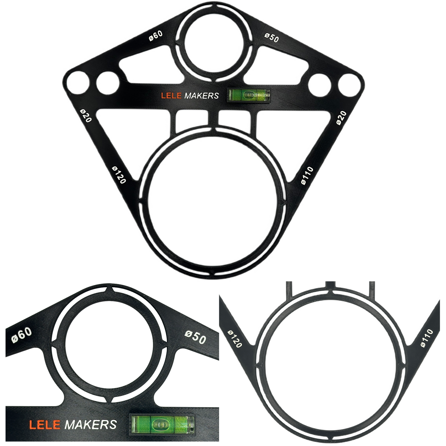 Szablon wzornik otworów płytek toaletowych geberit z libellą poziomica - 2 sztuki