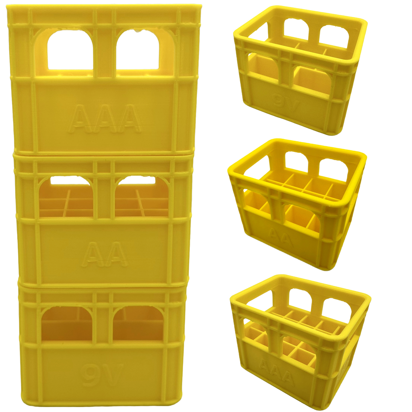 Organizer na baterie AAA / AA / 9V koszyk pojemnik żółty