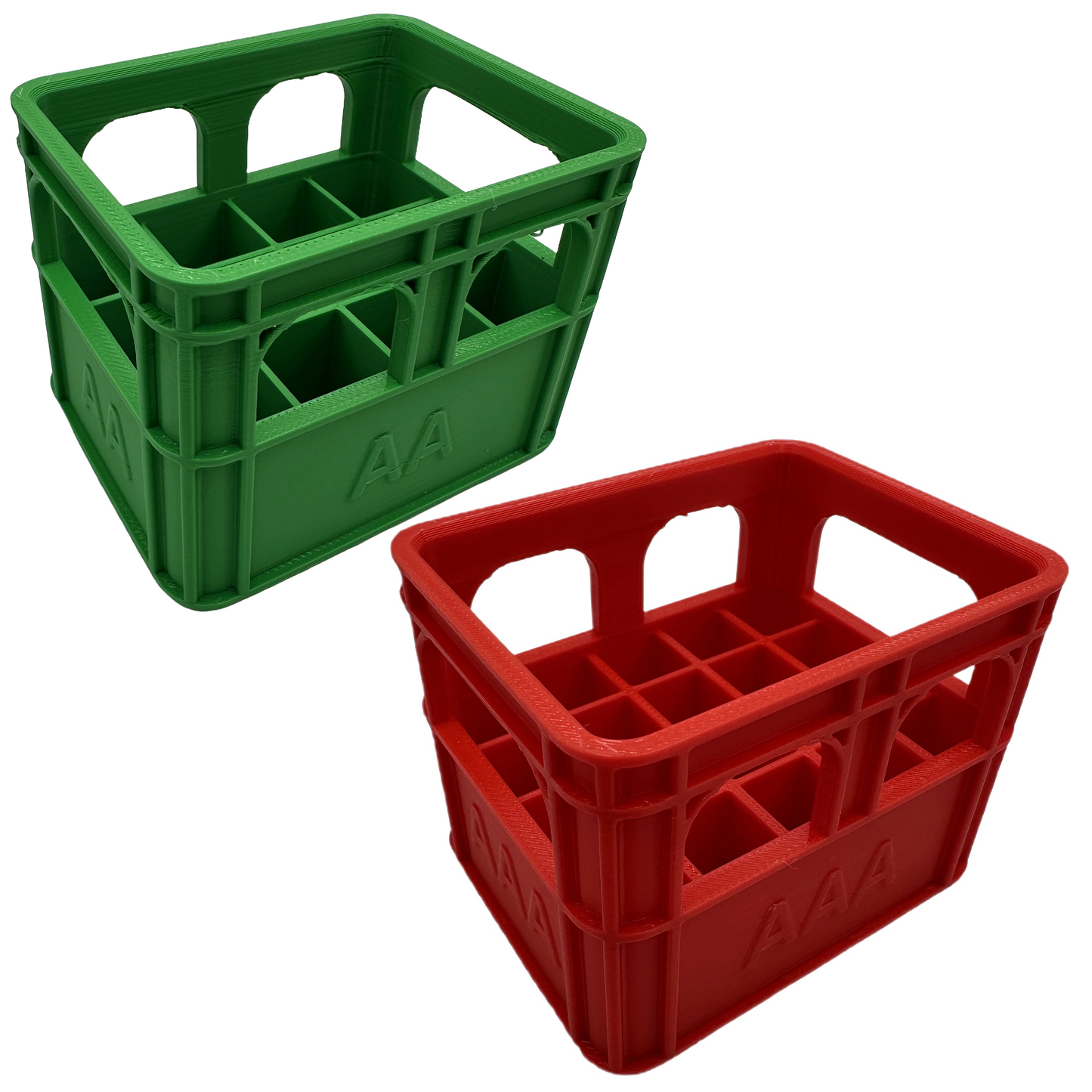 Organizer na baterie AAA i AA koszyk pojemnik zielony i czerwony