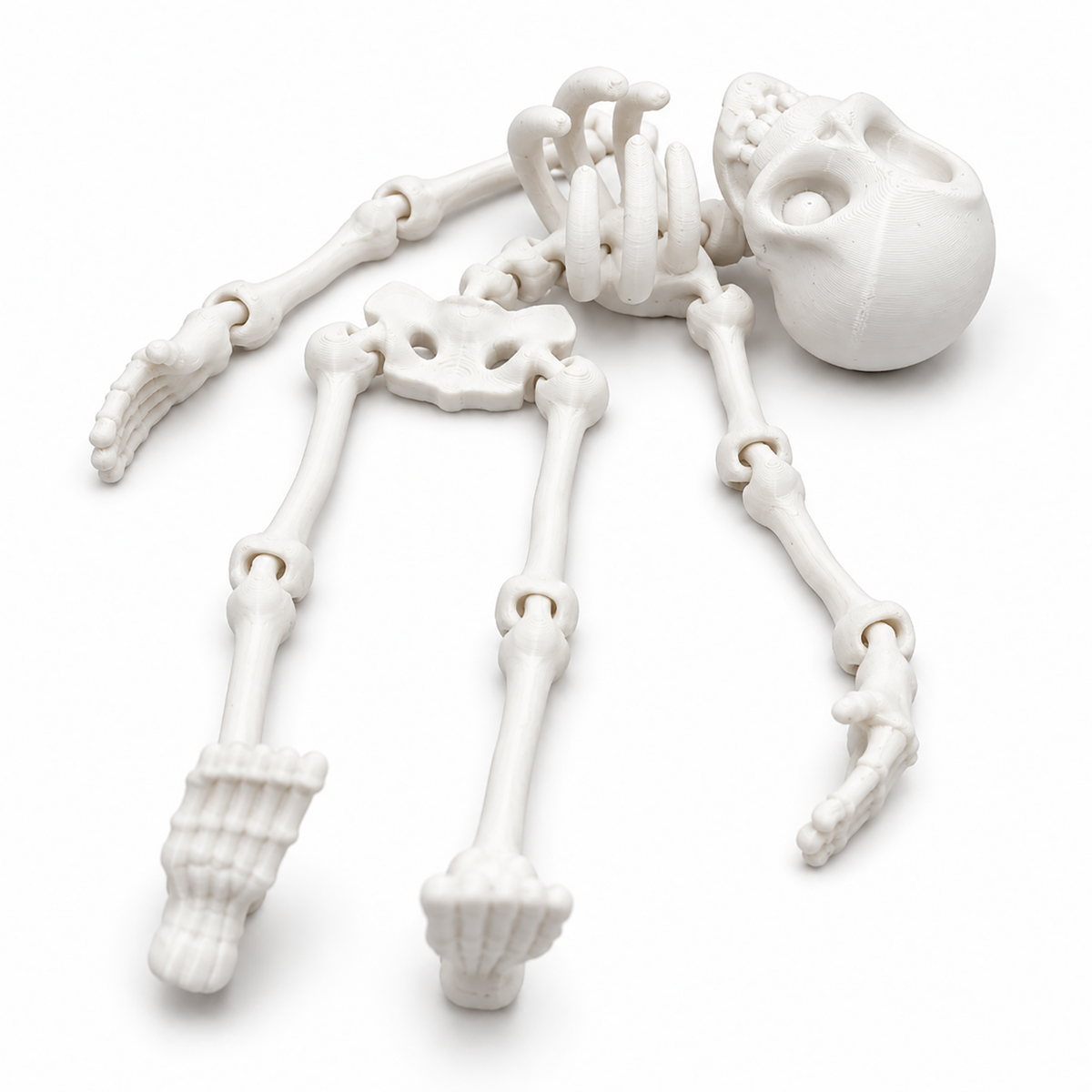 Szkielet Halloween 18cm Biały Ruchomy Figurka z Otworem Do Wiszenia Ozdoba