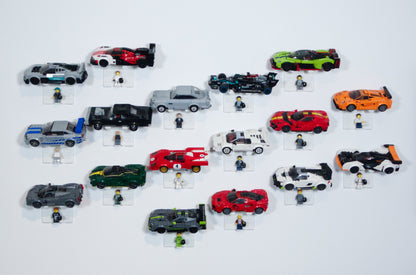 Uchwyt na ścianę na LEGO SPEED CHAMPIONS na auta + Zestaw montażowy - 2 sztuki