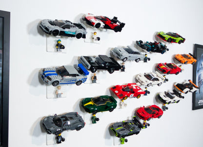 Uchwyt na ścianę na LEGO SPEED CHAMPIONS na auta + Zestaw montażowy - 2 sztuki