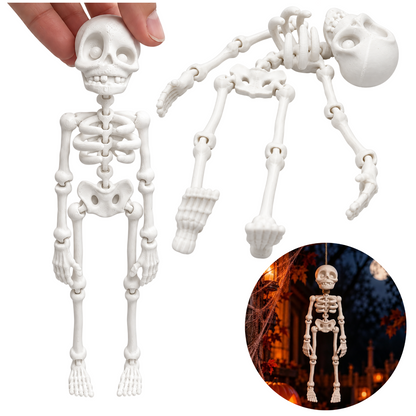 Szkielet Halloween 18cm Biały Ruchomy Figurka z Otworem Do Wiszenia Ozdoba