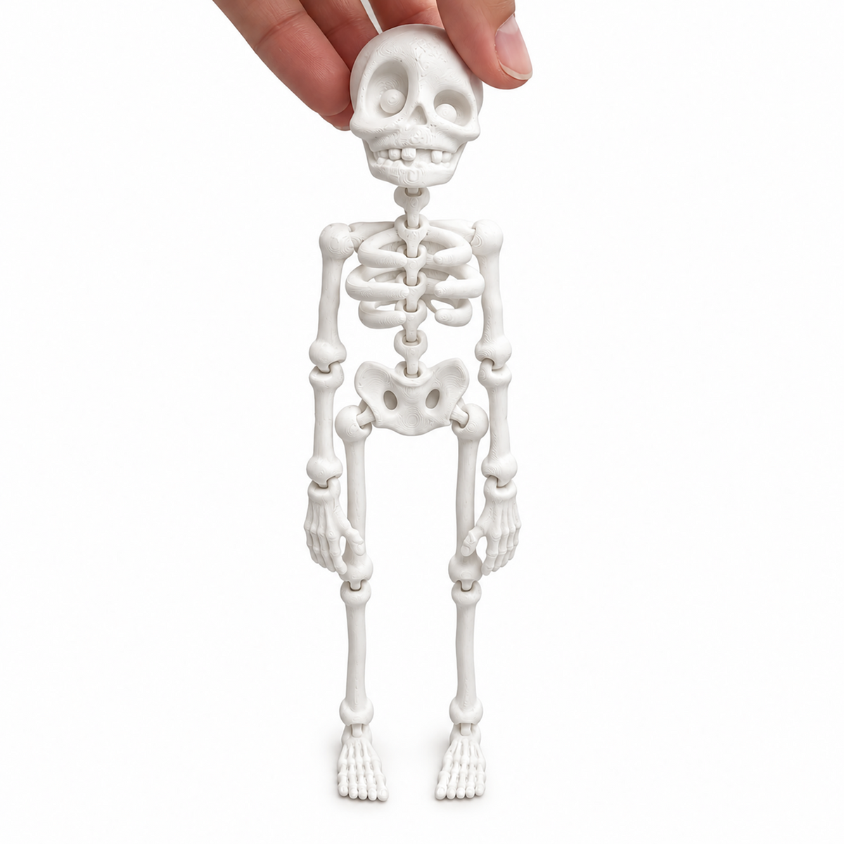 Szkielet Halloween 18cm Biały Ruchomy Figurka z Otworem Do Wiszenia Ozdoba