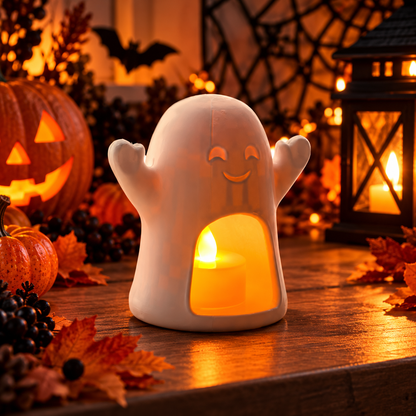 Duch Halloween Lampion ze Świeczką LED Dekoracja Jesienna Ozdoba