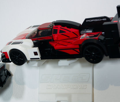Uchwyt na ścianę na LEGO SPEED CHAMPIONS na auta + Zestaw montażowy - 2 sztuki