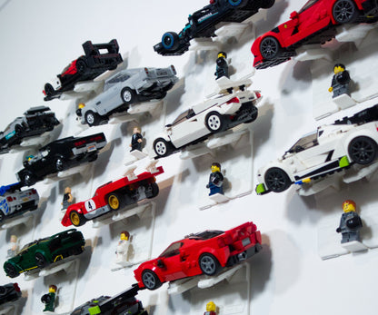 Uchwyt na ścianę na LEGO SPEED CHAMPIONS na auta + Zestaw montażowy - 2 sztuki
