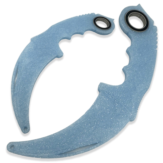 Karambit fidget toy spinner keyrambit keyspinner błękitno-brokatowy