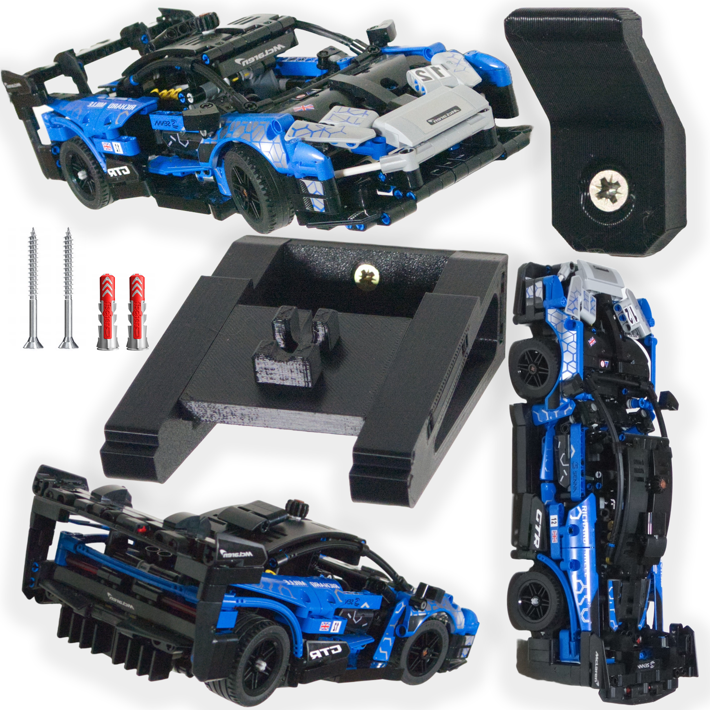 Uchwyt na ścianę na zestaw LEGO GTR SENNA 42123 + Zestaw montażowy
