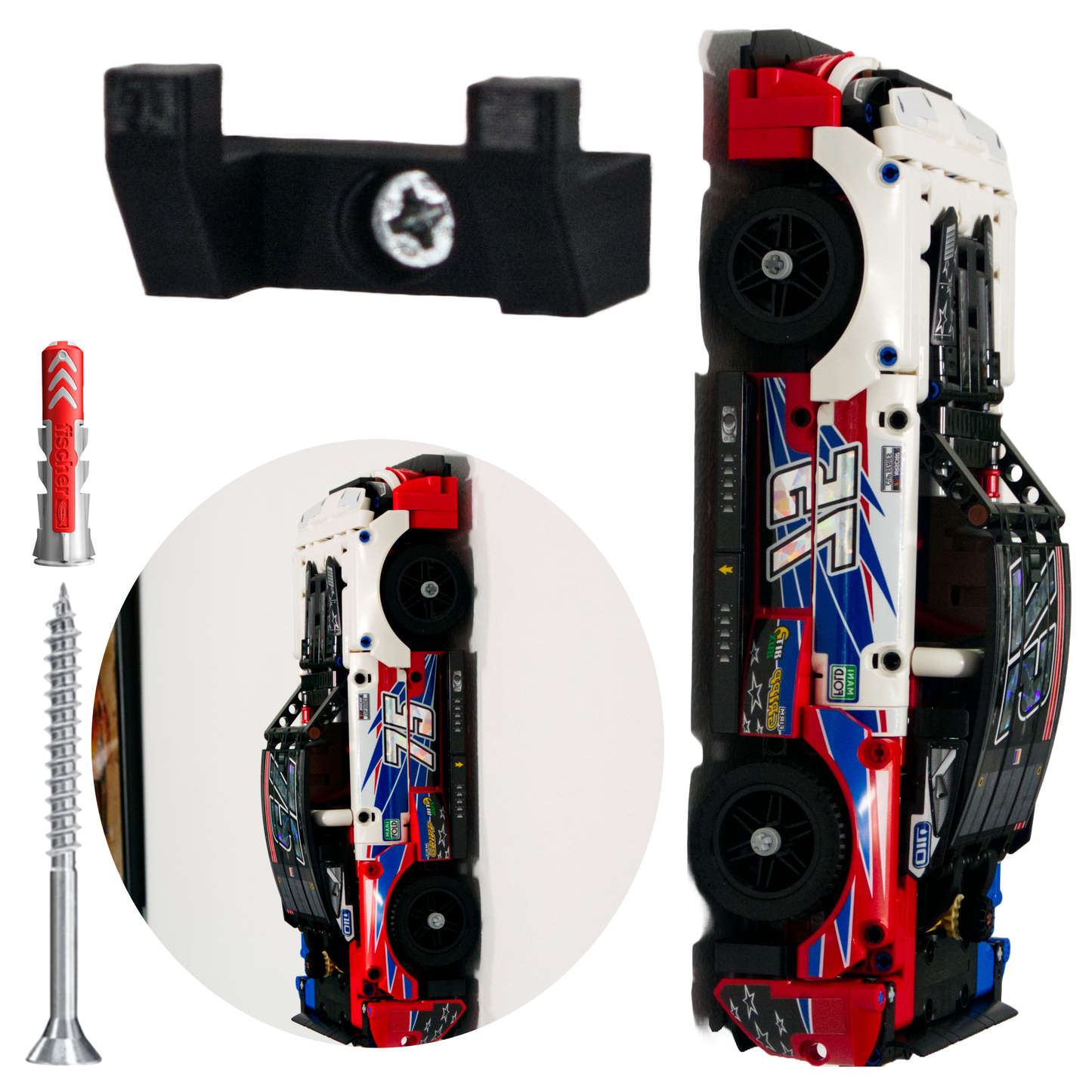 Uchwyt pionowy naścienny na ścianę na zestaw LEGO CHEVROLET CAMARO ZL1 NASCAR - 42153