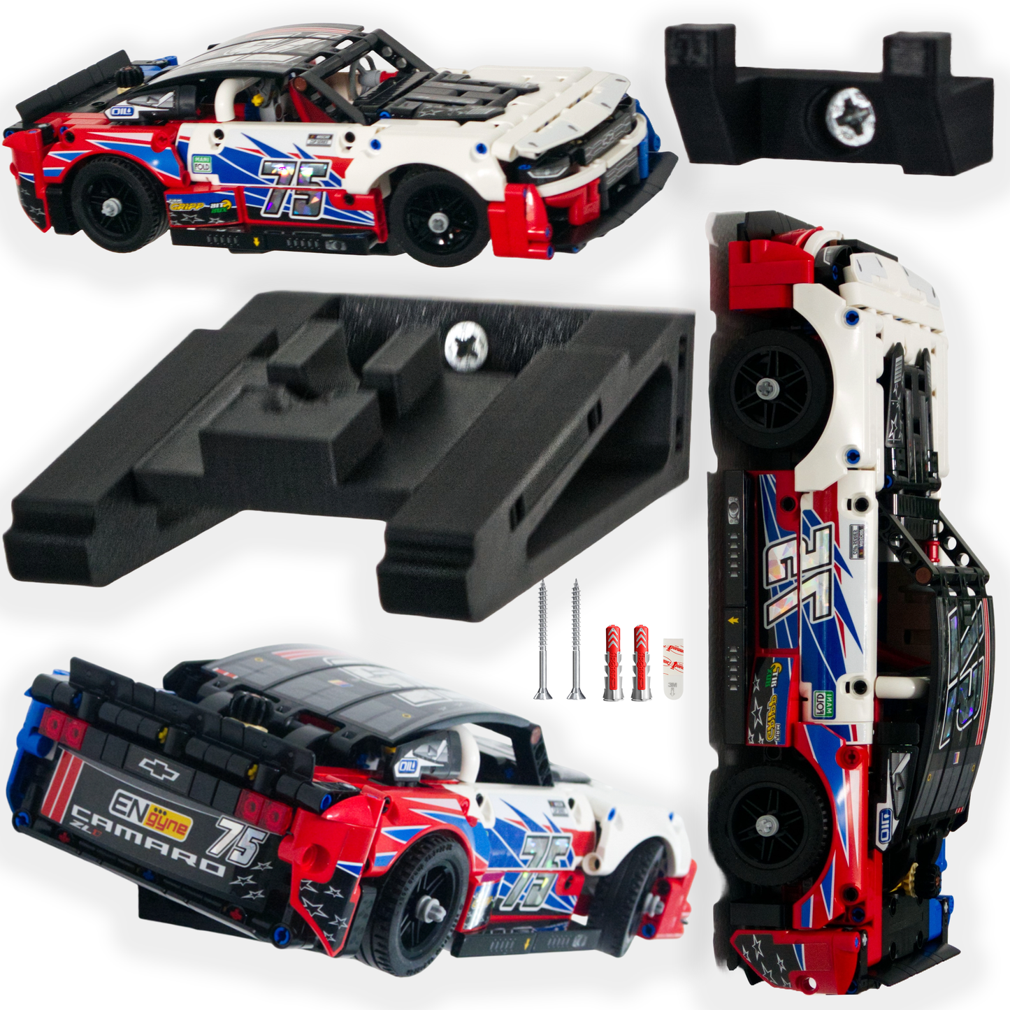 Uchwyt na ścianę naścienny na zestaw LEGO CHEVROLET CAMARO ZL1 42153 NASCAR + Uchwyt pionowy