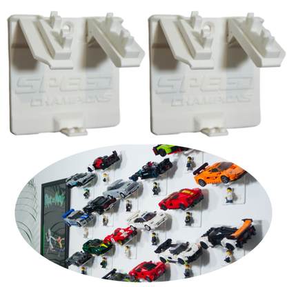 Uchwyt na ścianę na LEGO SPEED CHAMPIONS na auta + Zestaw montażowy - 2 sztuki
