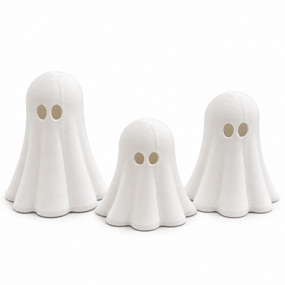 3 Duszki Duchy Halloween Lampiony Dekoracyjne + 3 Świeczki LED Zestaw Ozdób