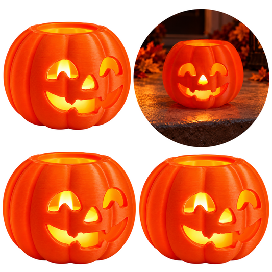 3 Dynie Halloween Lampiony ze Świeczkami LED Dekoracje Jesienne Ozdoby