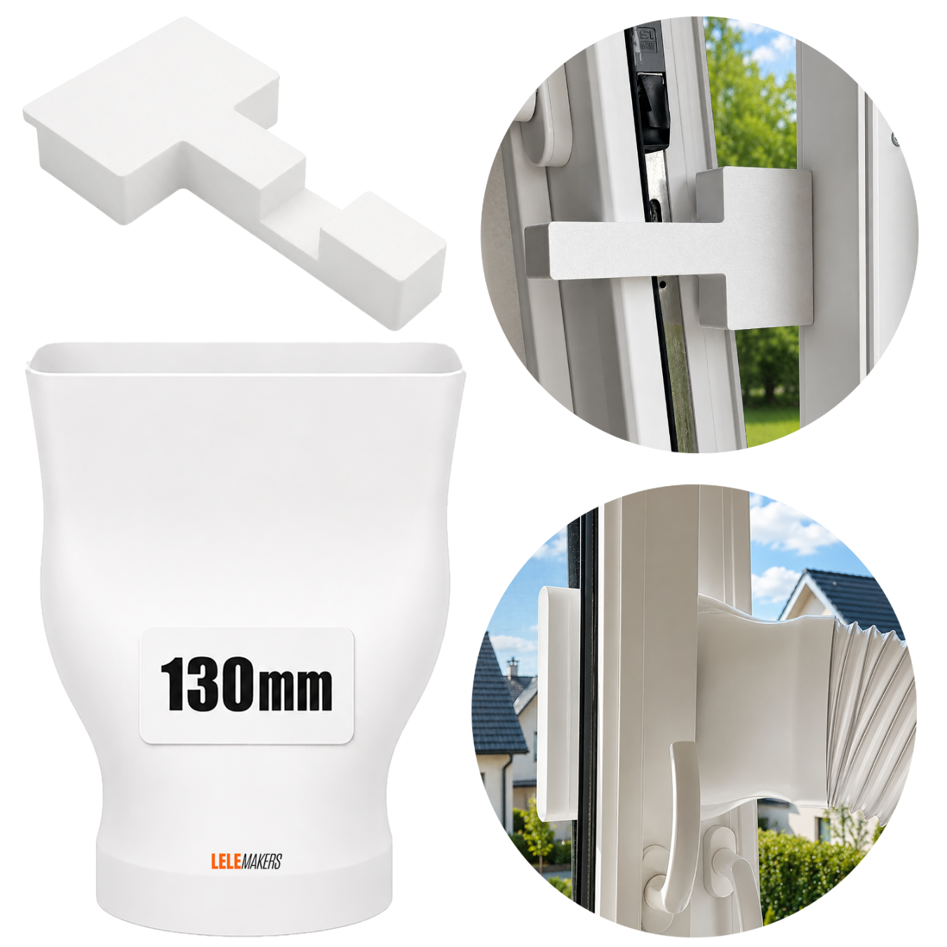 Adapter Wyjścia Klimatyzacji FI130 130mm Do Okna + Blokada Okna Uchylnego