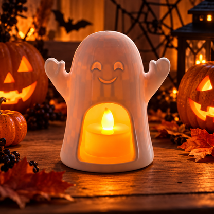 Duch Halloween Lampion ze Świeczką LED Dekoracja Jesienna Ozdoba