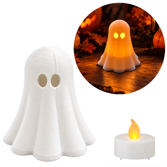 Duch Halloween Lampion Dekoracyjny + Świeczka LED Ozdoba Jesienna